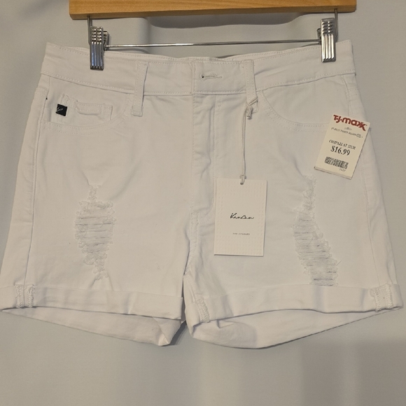KanCan Women's White Distressed Jean Shorts - Picture 1 of 5